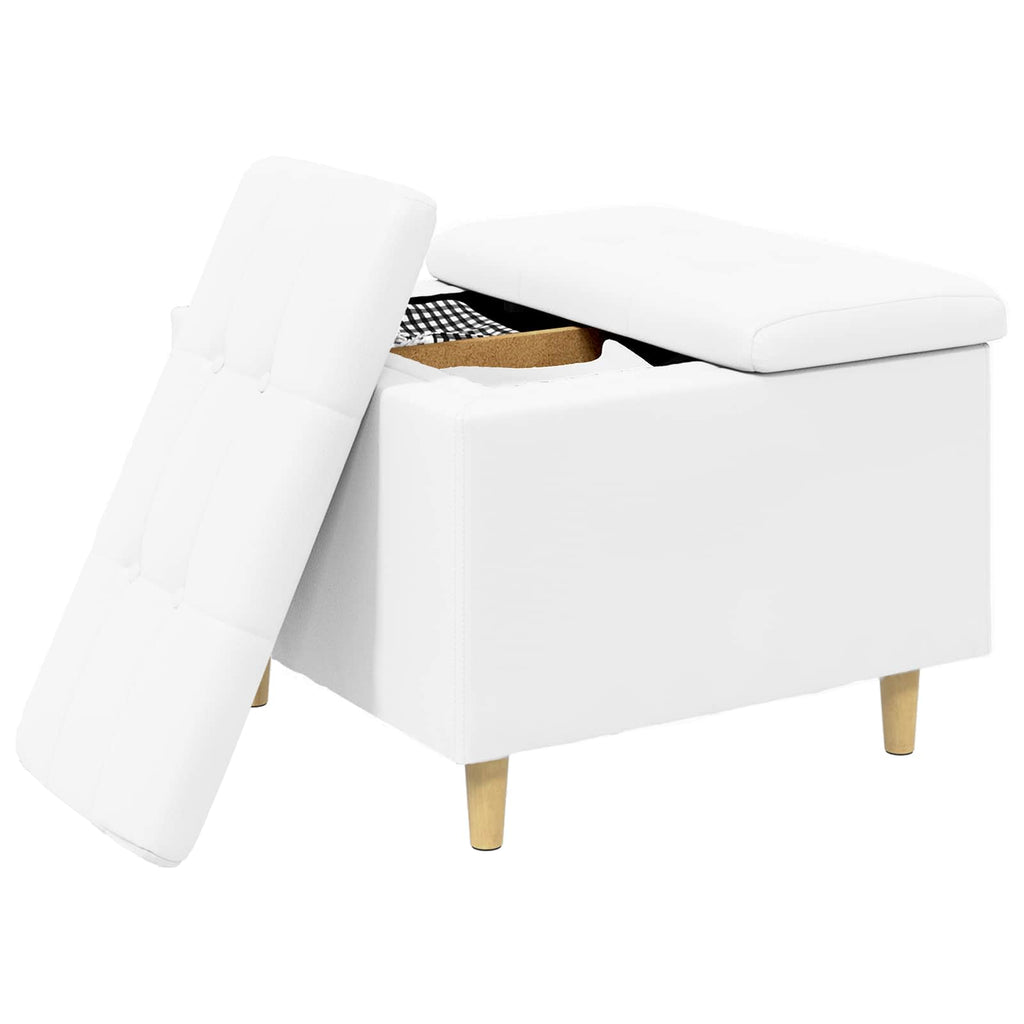 Pouf contenitore Bianco 60 x 60 x 45 cm Pelle sintetica
