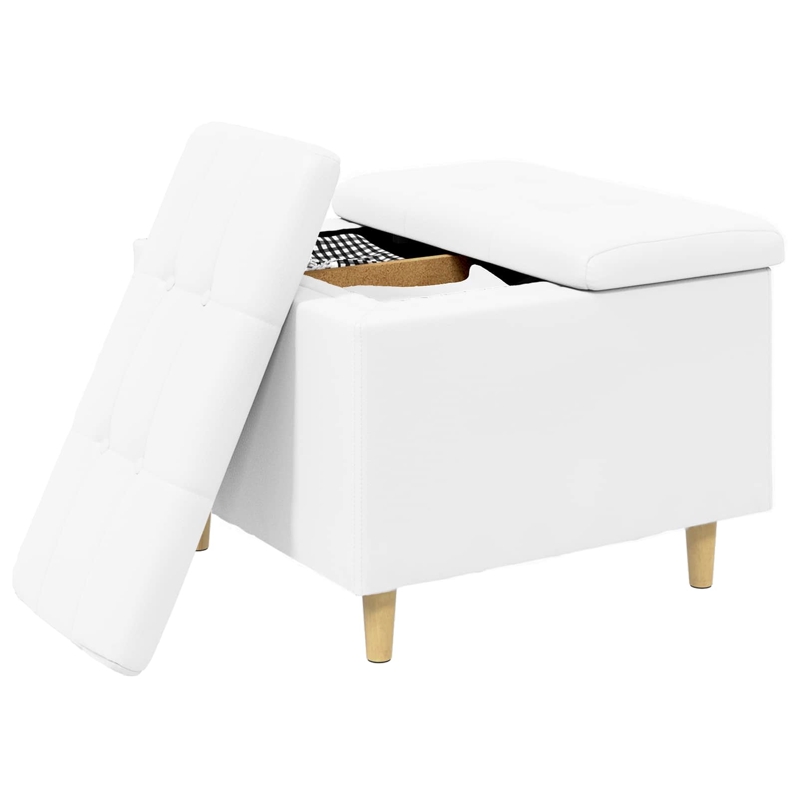 Pouf contenitore Bianco 60 x 60 x 45 cm Pelle sintetica