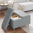 Pouf contenitore Grigio chiaro 80 x 80 x 45 cm Tessuto