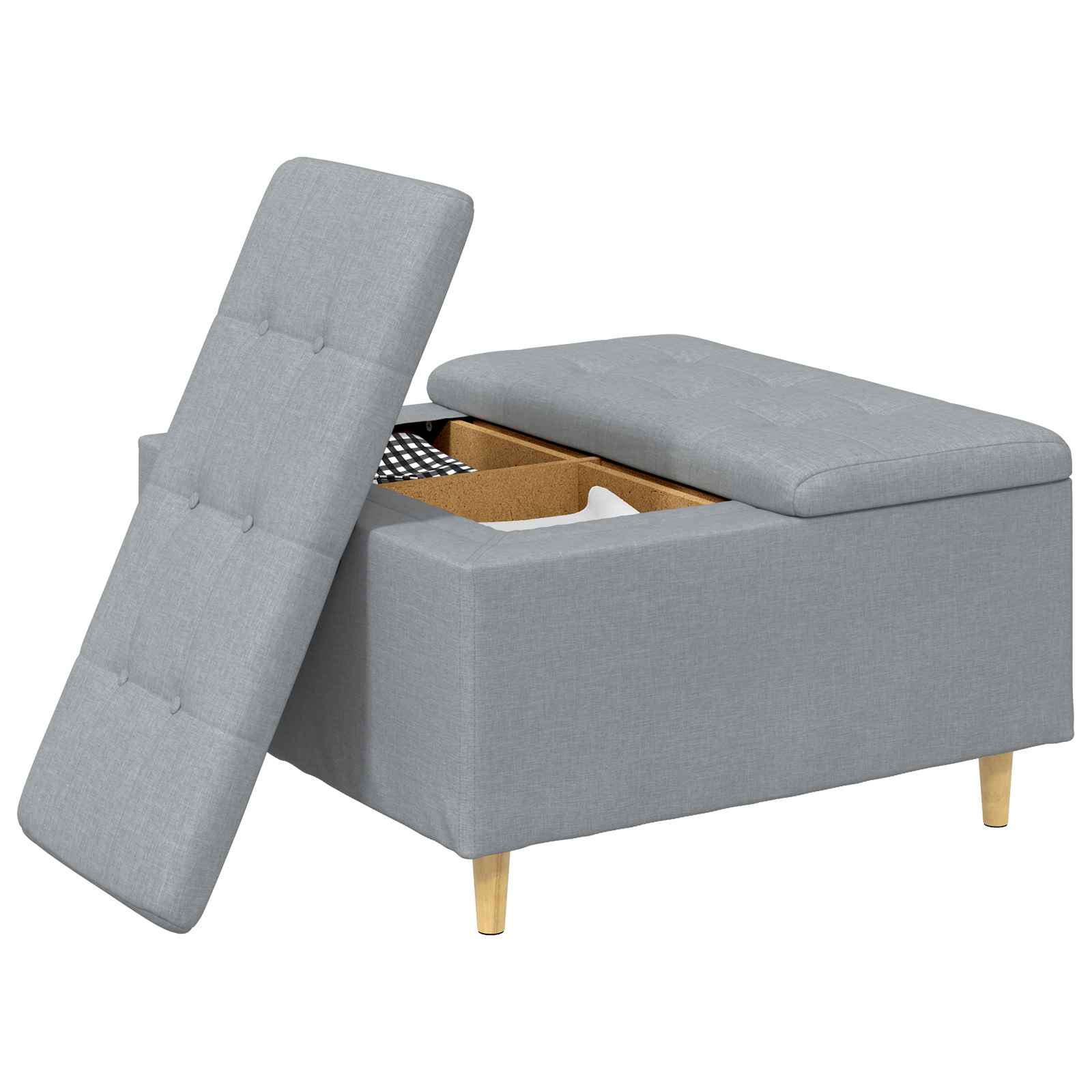 Pouf contenitore Grigio chiaro 80 x 80 x 45 cm Tessuto