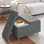 Pouf contenitore Grigio scuro 80 x 80 x 45 cm Tessuto