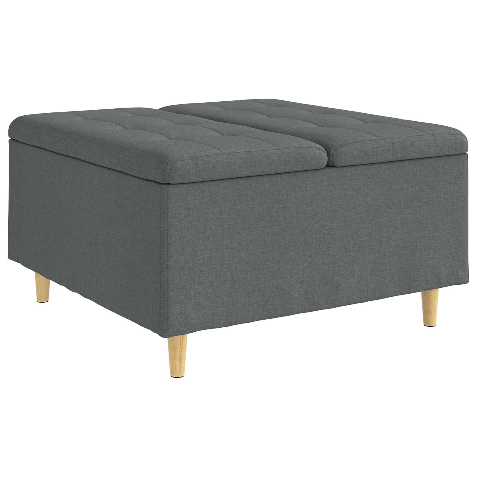 Pouf contenitore Grigio scuro 80 x 80 x 45 cm Tessuto