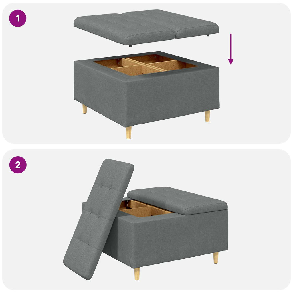 Pouf contenitore Grigio scuro 80 x 80 x 45 cm Tessuto