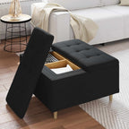 Pouf contenitore con cuscino Nero 80 x 80 x 45 cm Tessuto
