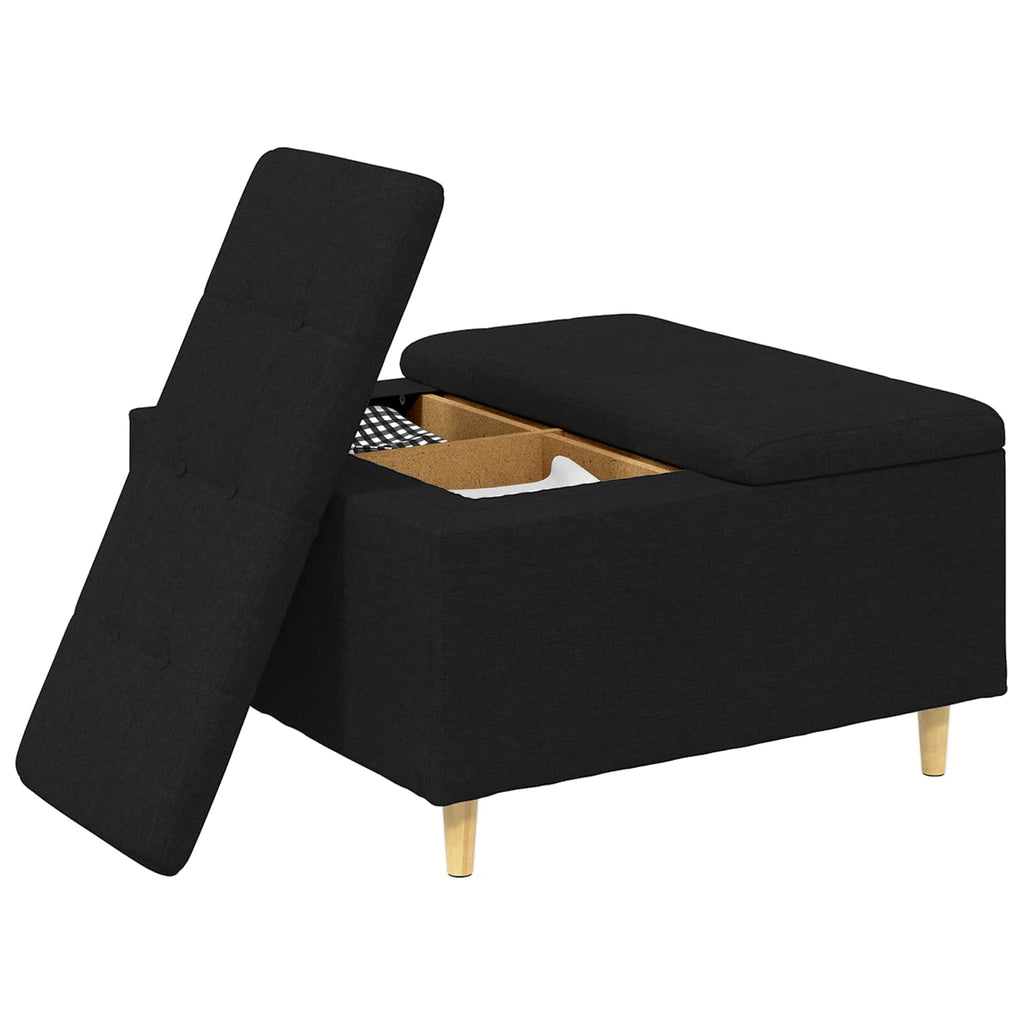 Pouf contenitore con cuscino Nero 80 x 80 x 45 cm Tessuto