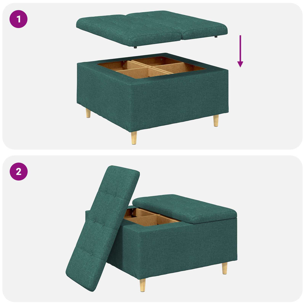 Pouf contenitore Verde Scuro 80 x 80 x 45 cm Tessuto