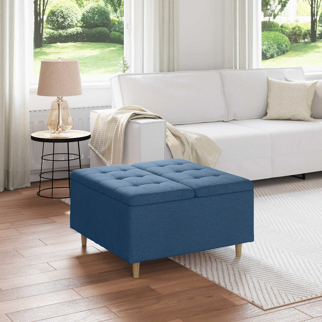 Pouf contenitore con cuscino Blu 80 x 80 x 45 cm Tessuto