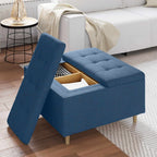 Pouf contenitore con cuscino Blu 80 x 80 x 45 cm Tessuto