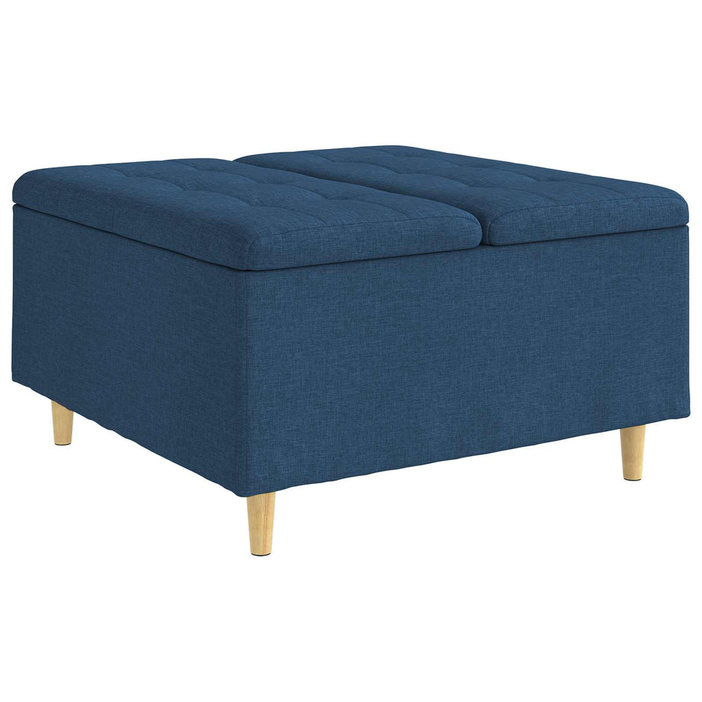 Pouf contenitore con cuscino Blu 80 x 80 x 45 cm Tessuto