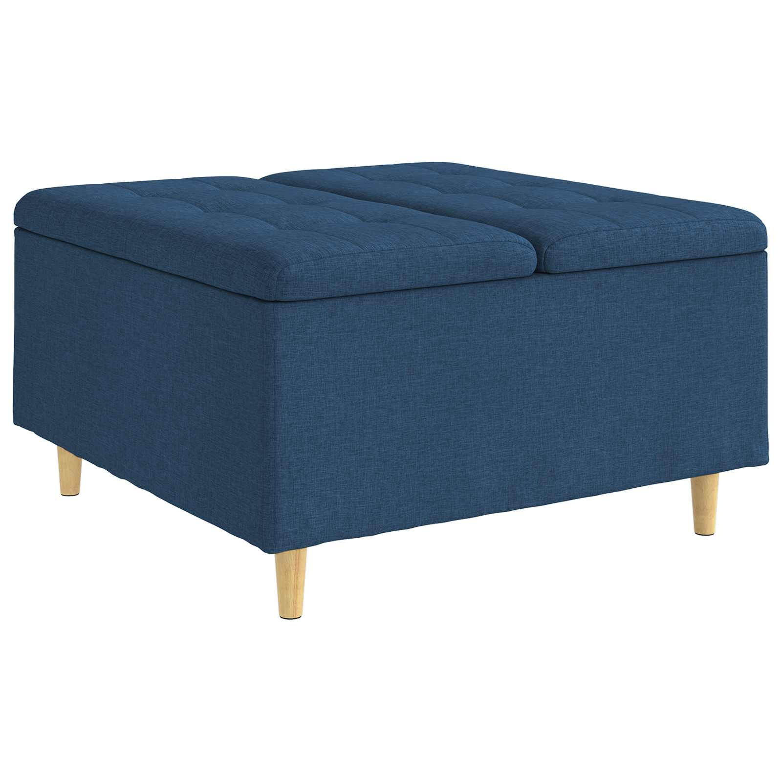 Pouf contenitore con cuscino Blu 80 x 80 x 45 cm Tessuto