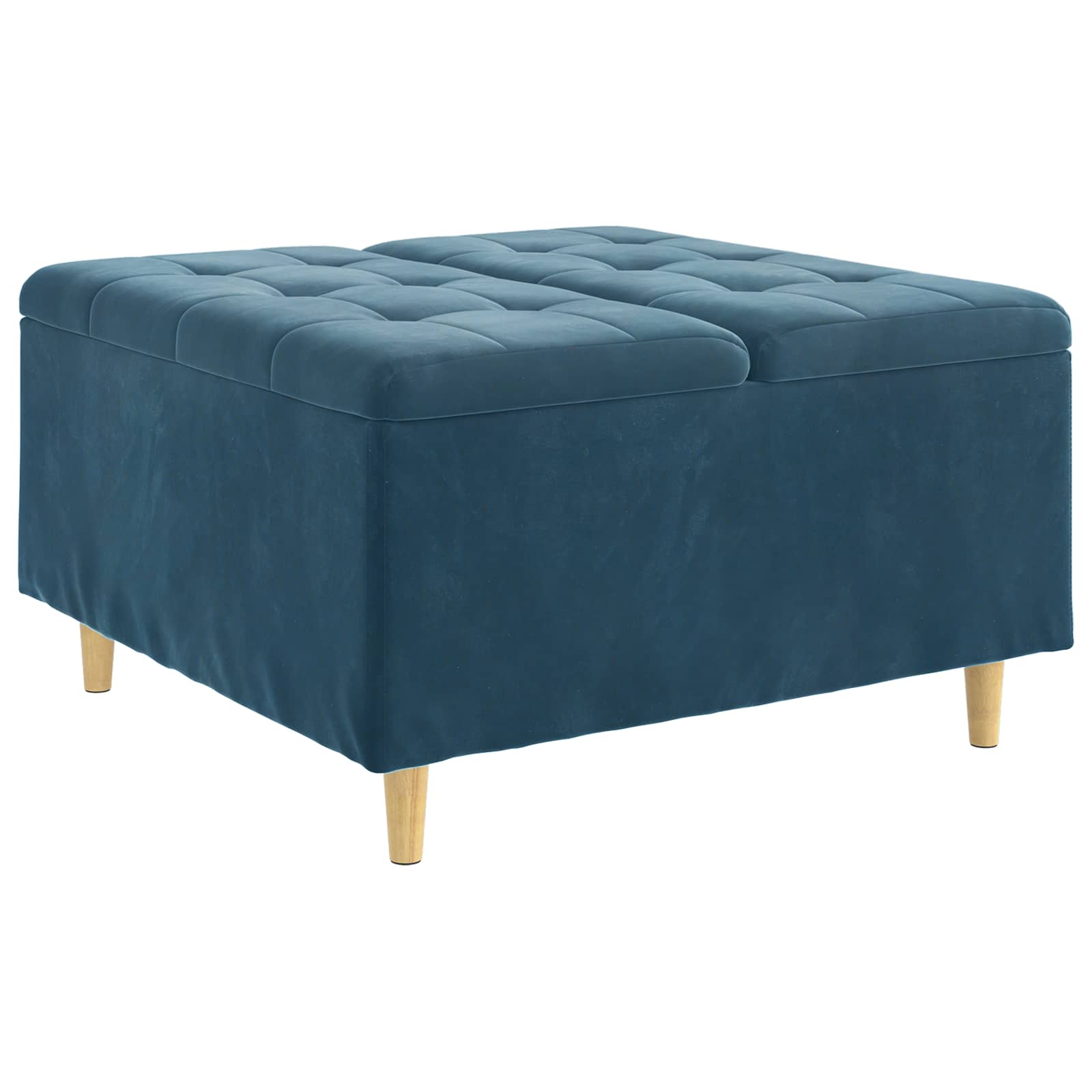 Pouf contenitore con cuscino Blu 80 x 80 x 45 cm Velluto