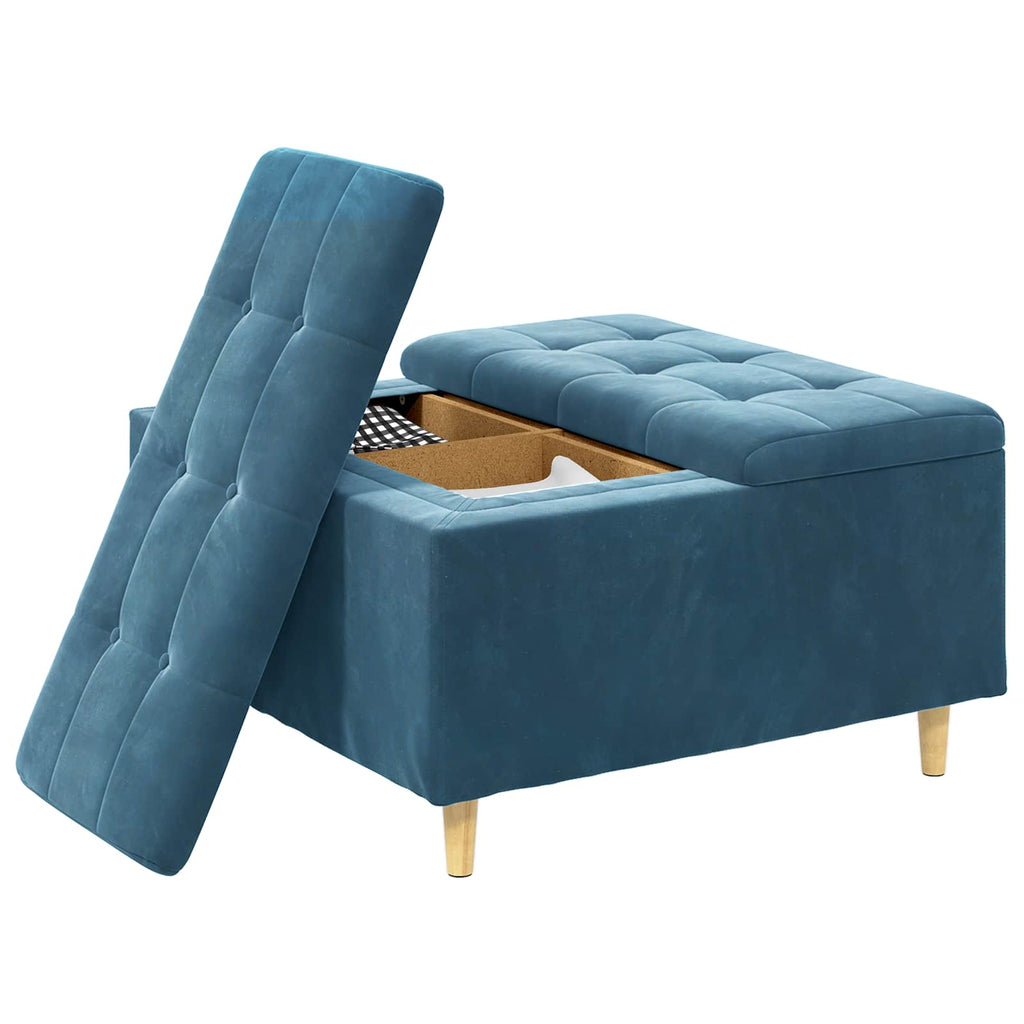 Pouf contenitore con cuscino Blu 80 x 80 x 45 cm Velluto