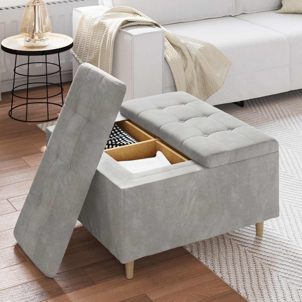 Pouf contenitore Grigio chiaro 80 x 80 x 45 cm Velluto