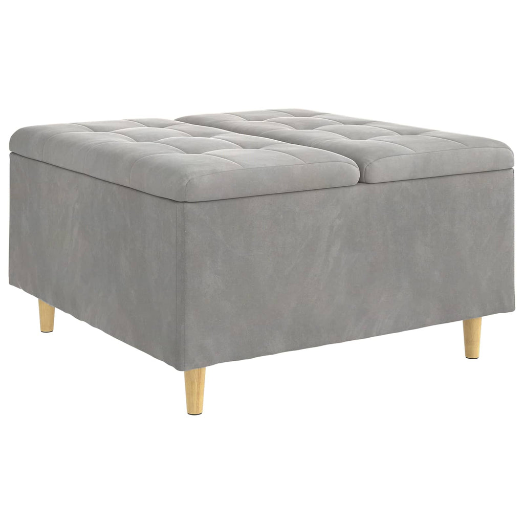 Pouf contenitore Grigio chiaro 80 x 80 x 45 cm Velluto
