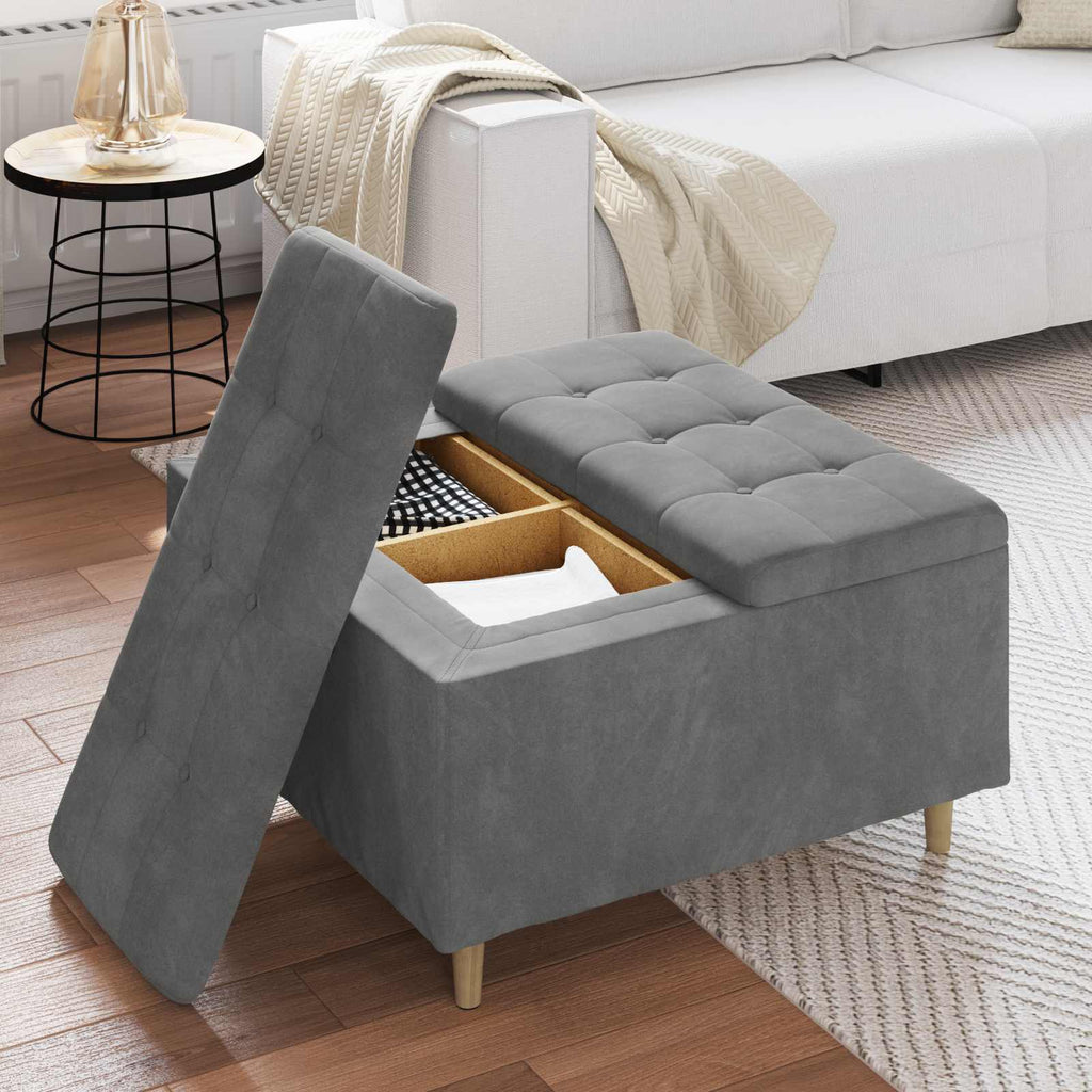 Pouf contenitore Grigio scuro 80 x 80 x 45 cm Velluto