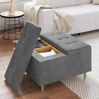 Pouf contenitore Grigio scuro 80 x 80 x 45 cm Velluto