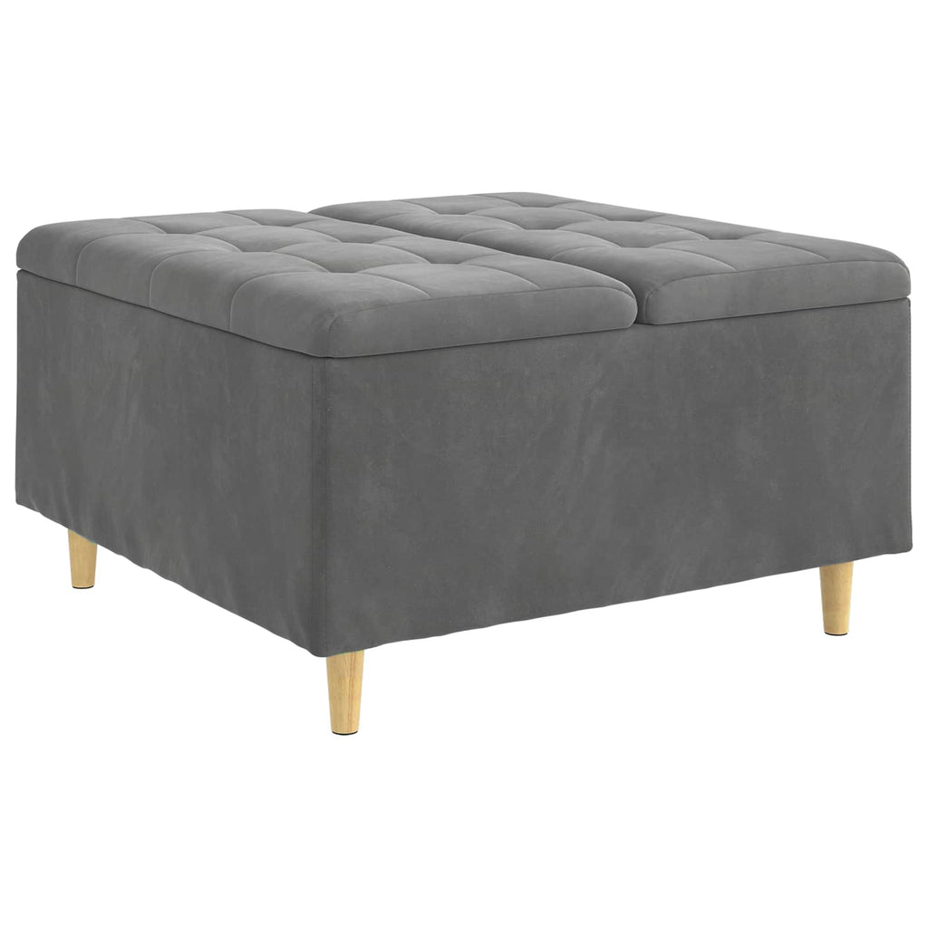 Pouf contenitore Grigio scuro 80 x 80 x 45 cm Velluto