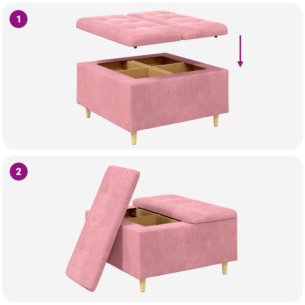 Pouf contenitore con cuscino Rosa 80 x 80 x 45 cm Velluto