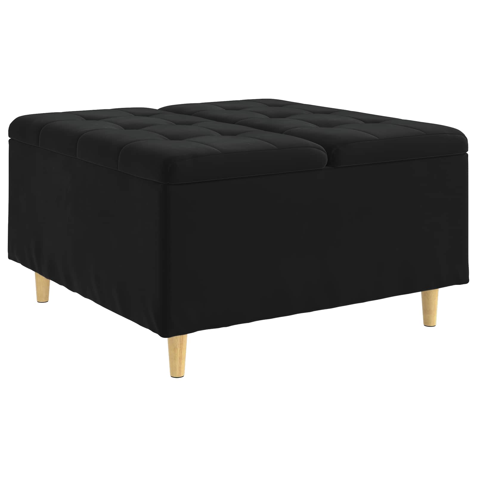 Pouf contenitore con cuscino Nero 80 x 80 x 45 cm Velluto