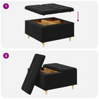 Pouf contenitore con cuscino Nero 80 x 80 x 45 cm Velluto
