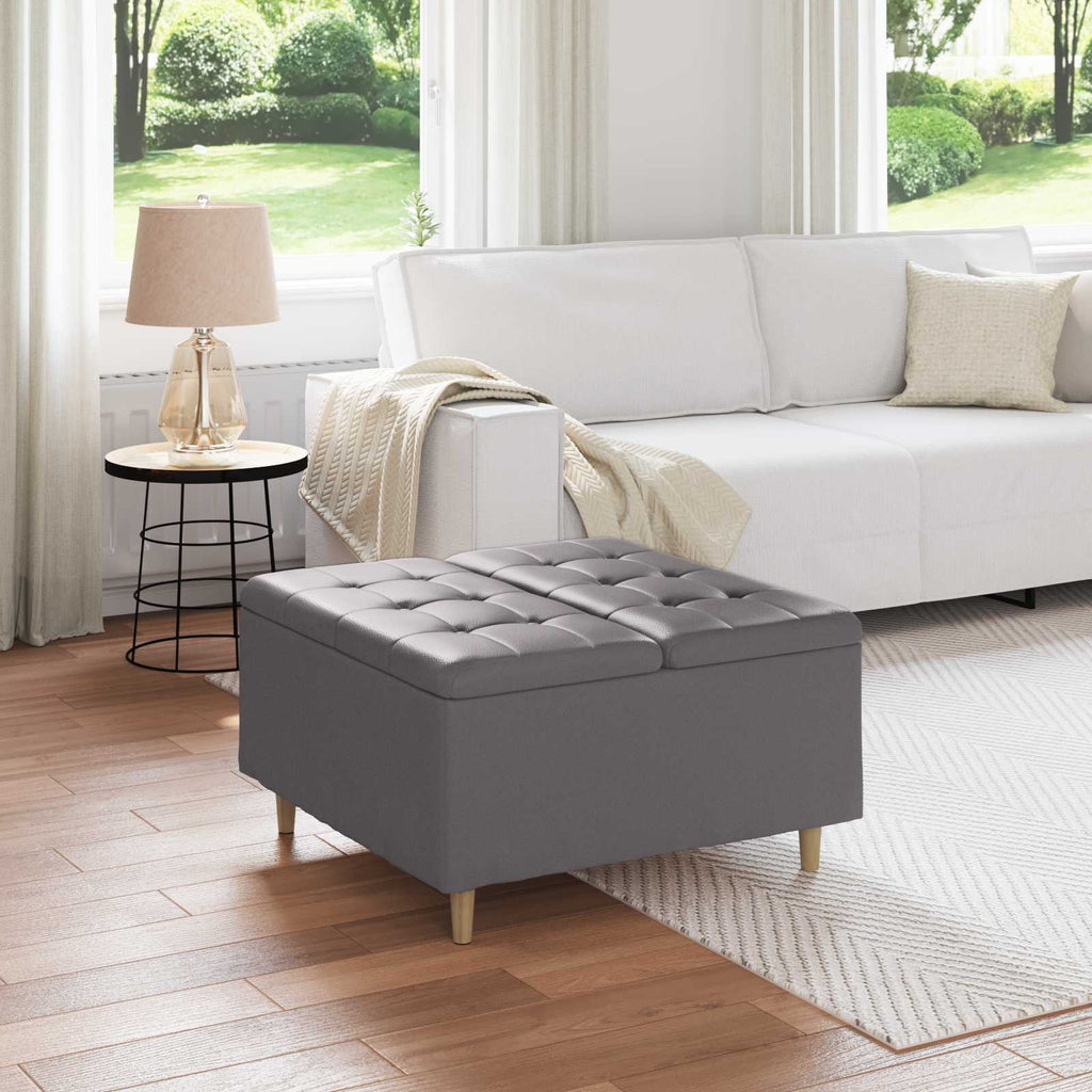 Pouf contenitore Grigio 80 x 80 x 45 cm Pelle sintetica