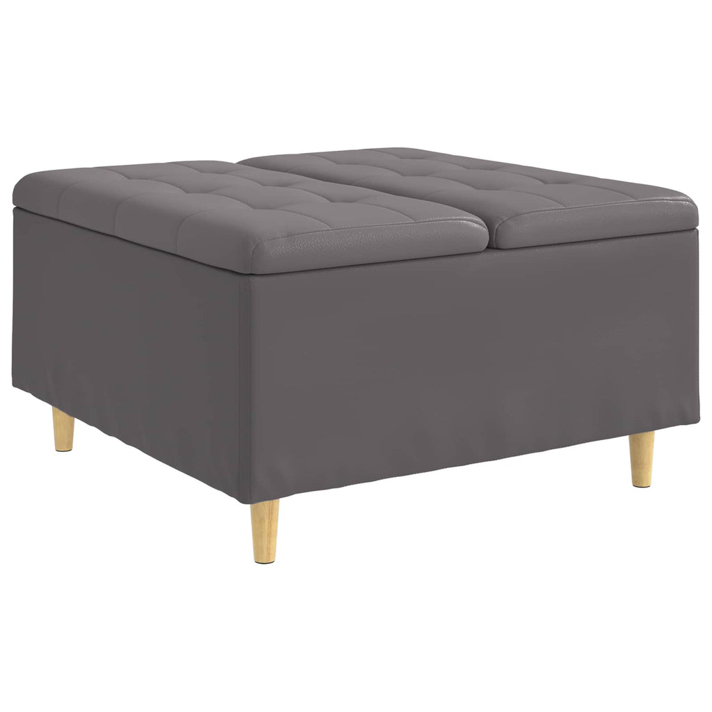 Pouf contenitore Grigio 80 x 80 x 45 cm Pelle sintetica