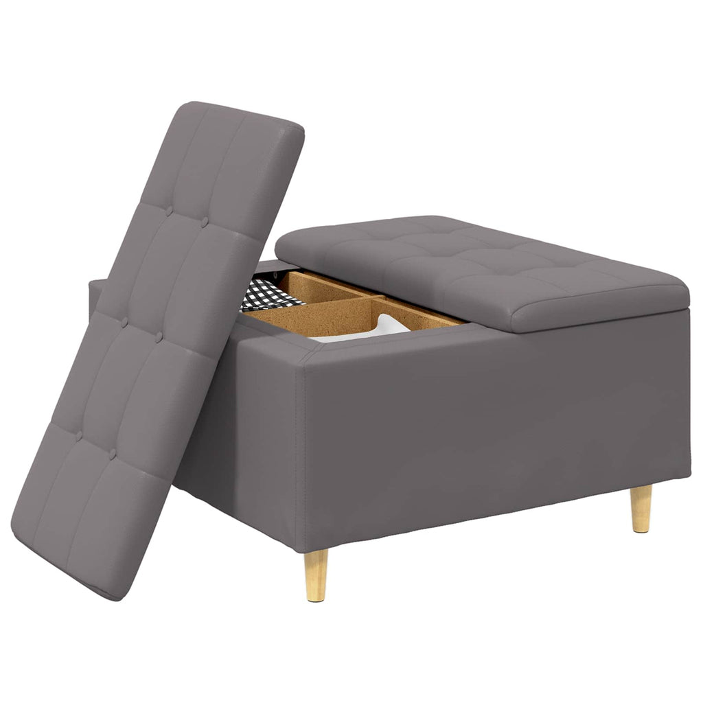 Pouf contenitore Grigio 80 x 80 x 45 cm Pelle sintetica