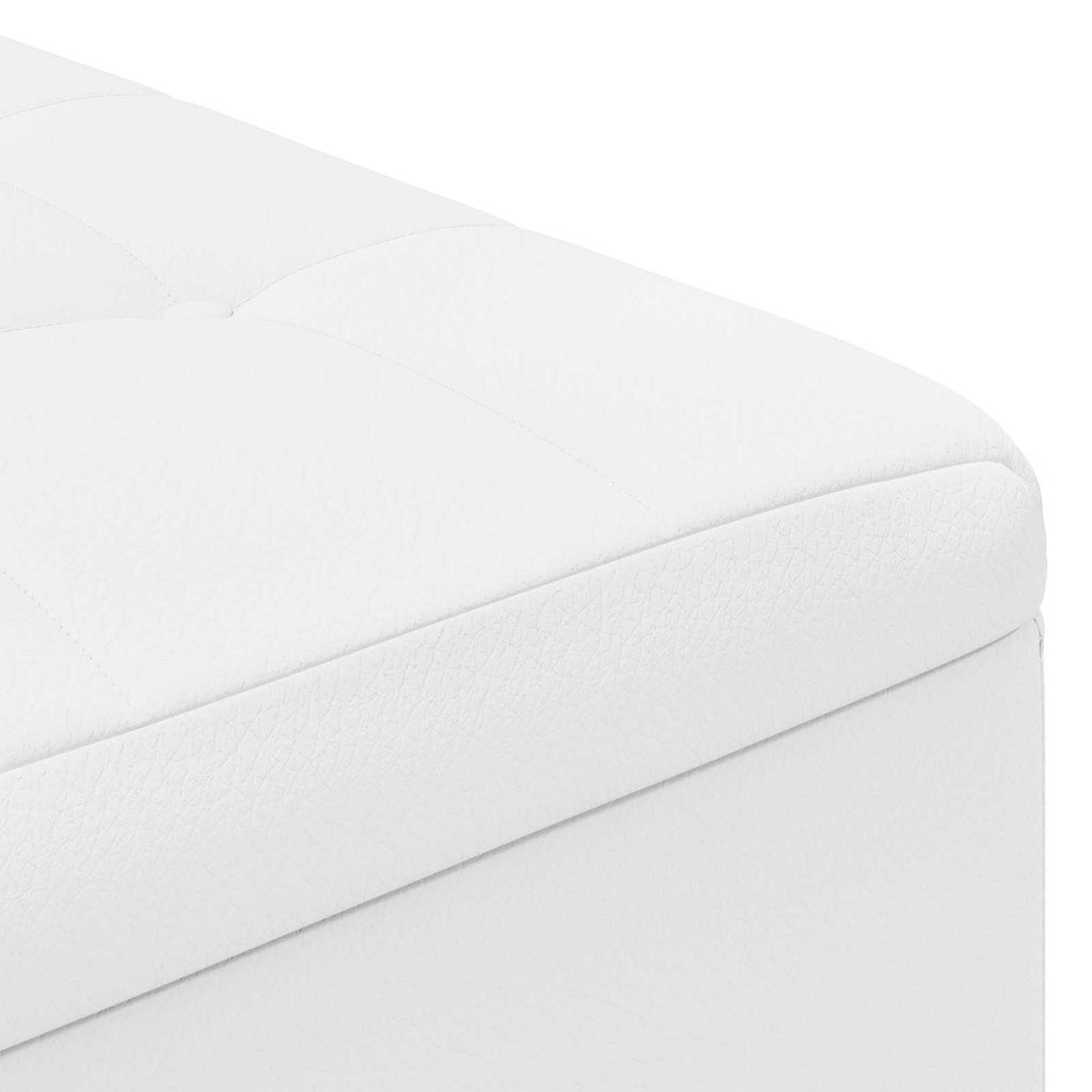 Pouf contenitore Bianco 80 x 80 x 45 cm Pelle sintetica
