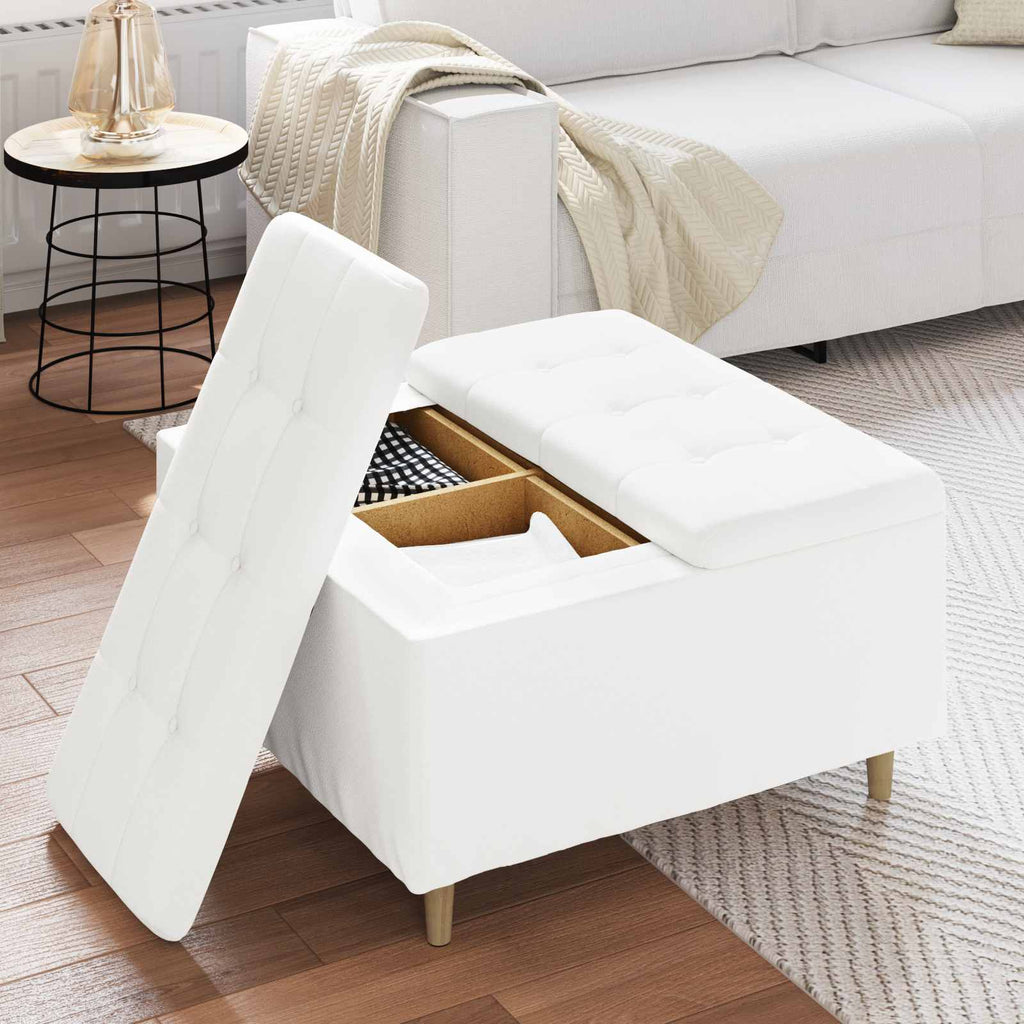 Pouf contenitore Bianco 80 x 80 x 45 cm Pelle sintetica