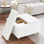 Pouf contenitore Bianco 80 x 80 x 45 cm Pelle sintetica