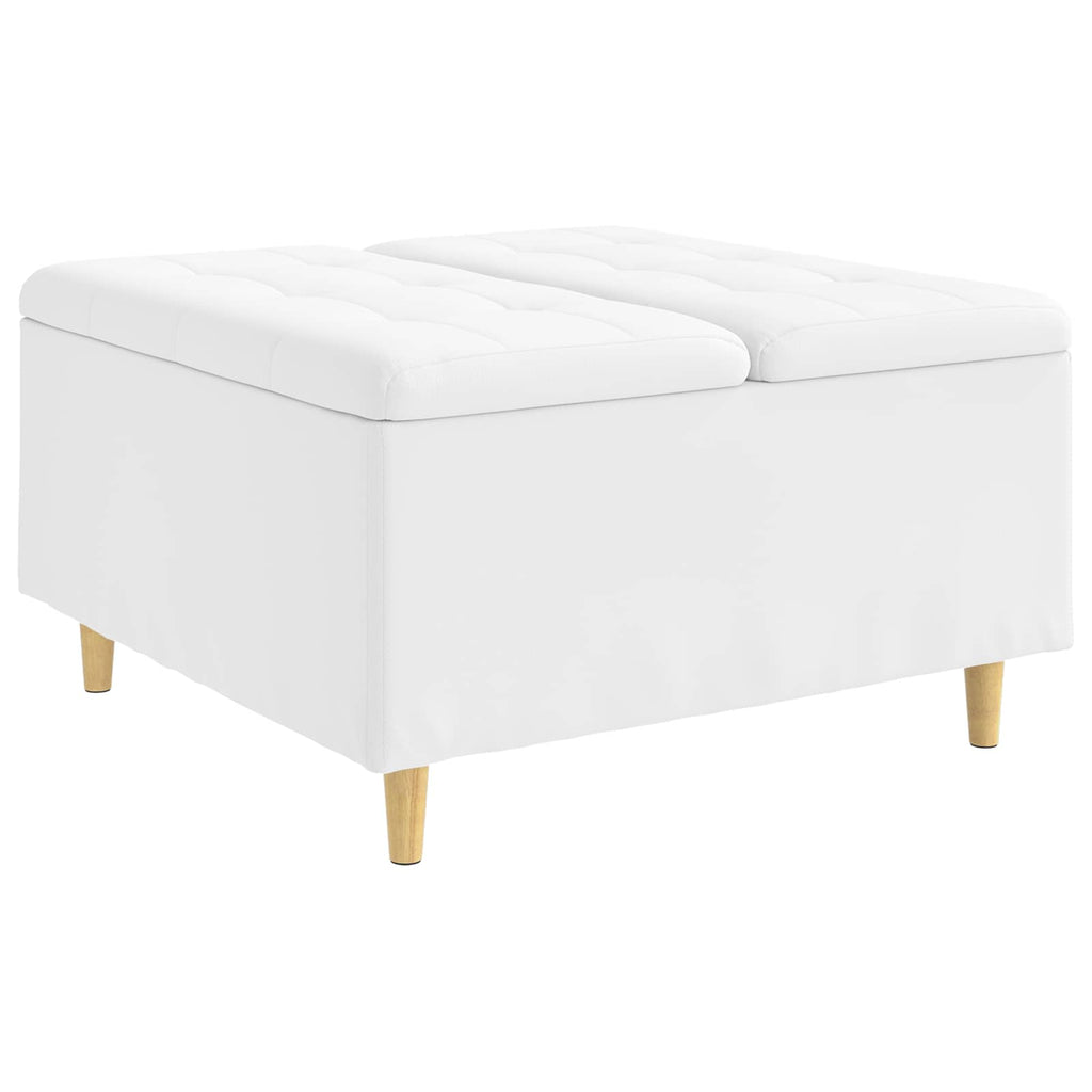 Pouf contenitore Bianco 80 x 80 x 45 cm Pelle sintetica