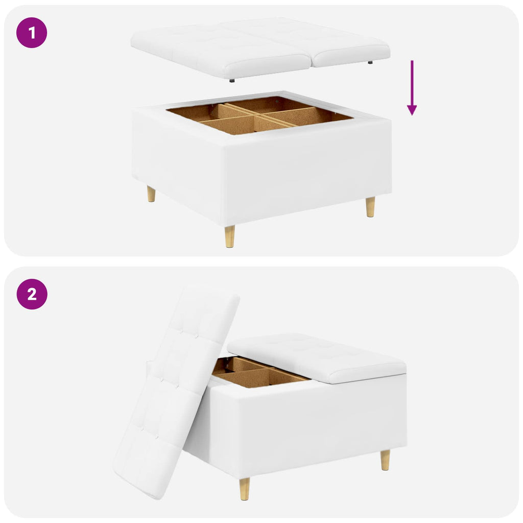Pouf contenitore Bianco 80 x 80 x 45 cm Pelle sintetica