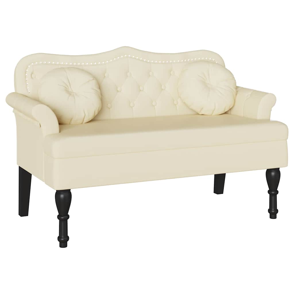Panca Chesterfield Crema 120,5 x 65 x 75 cm Pelle Sintetica
