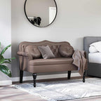 Panca Chesterfield Marrone 120,5 x 65 x 75 cm Pelle Sintetica