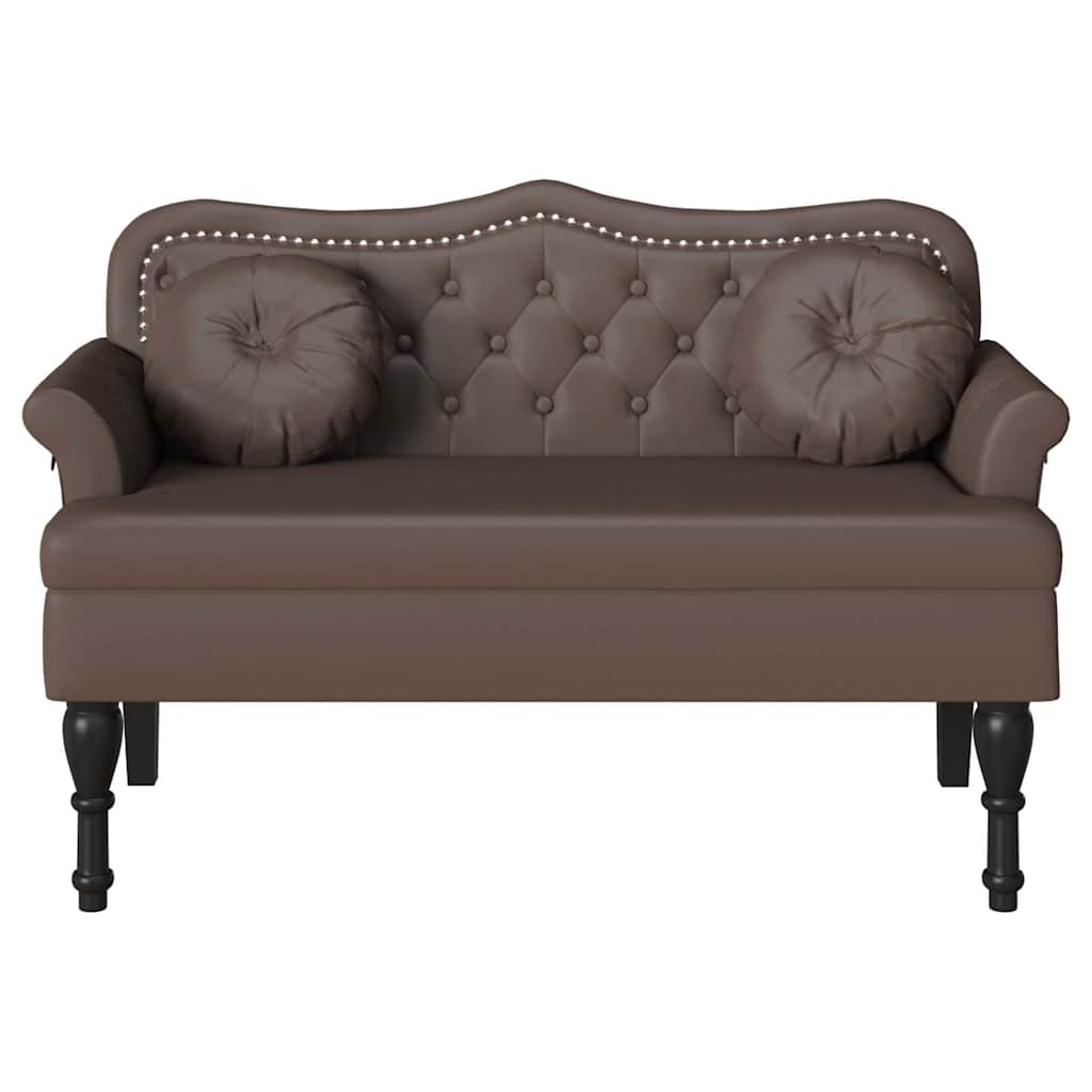 Panca Chesterfield Marrone 120,5 x 65 x 75 cm Pelle Sintetica