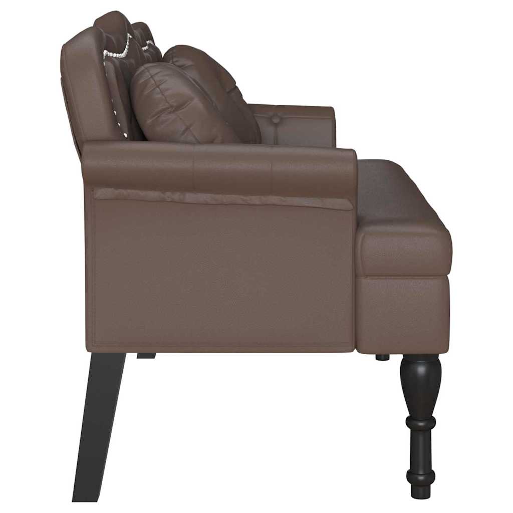 Panca Chesterfield Marrone 120,5 x 65 x 75 cm Pelle Sintetica