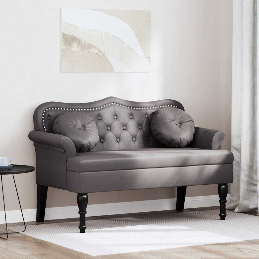 Panca Chesterfield Grigio 120,5 x 65 x 75 cm Pelle Sintetica