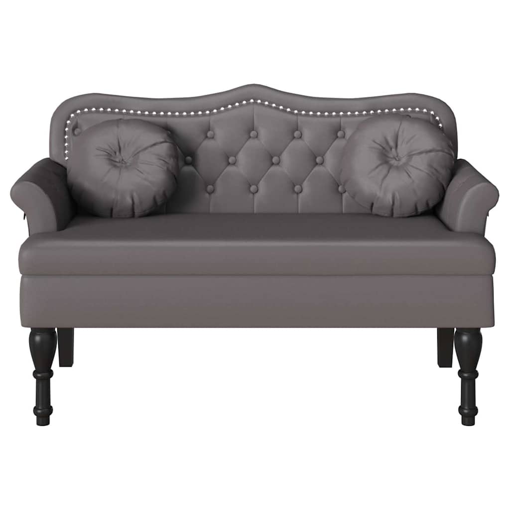 Panca Chesterfield Grigio 120,5 x 65 x 75 cm Pelle Sintetica