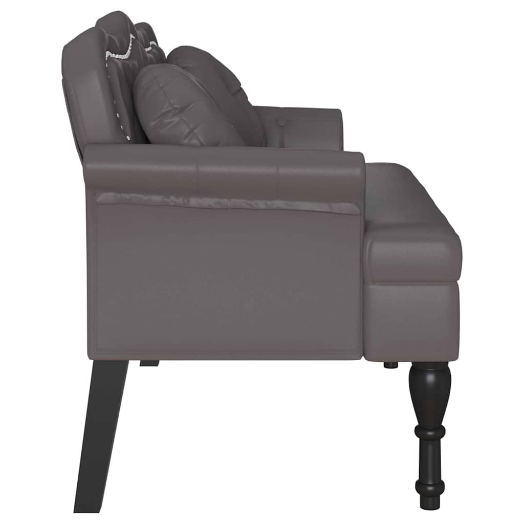 Panca Chesterfield Grigio 120,5 x 65 x 75 cm Pelle Sintetica