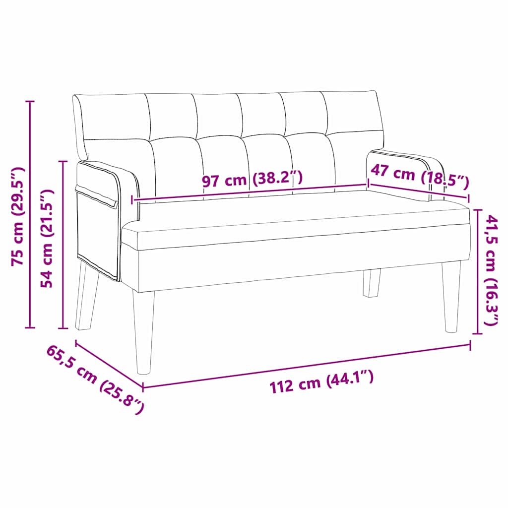 Panca Chesterfield Giallo 112 x 65,5 x 75 cm Velluto