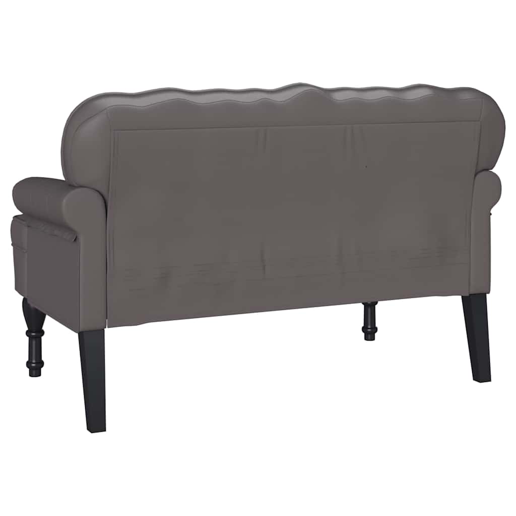 Panca Chesterfield Grigio 119,5 x 64,5 x 75 cm Pelle Sintetica
