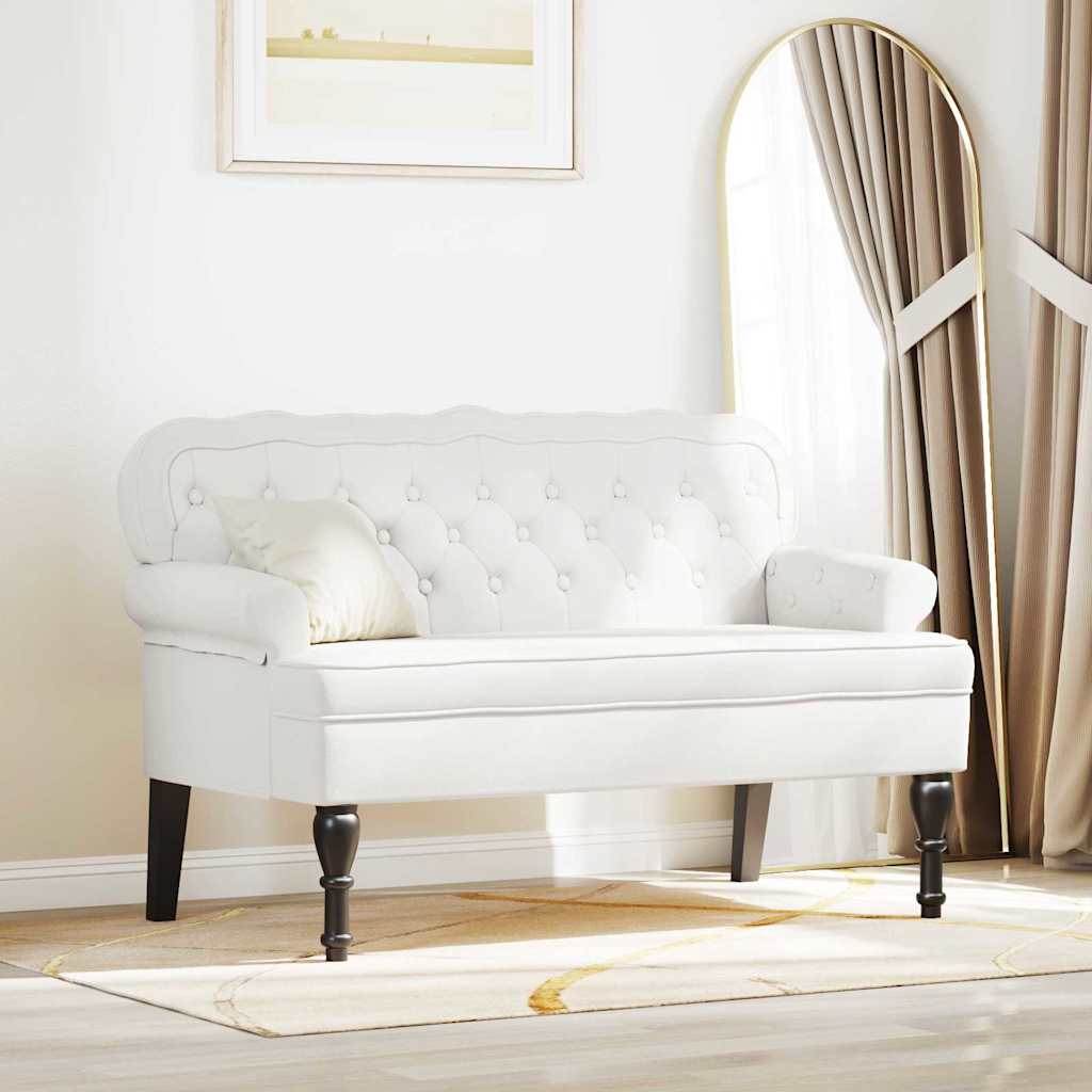 Panca Chesterfield Bianco 119,5 x 64,5 x 75 cm Pelle Sintetica