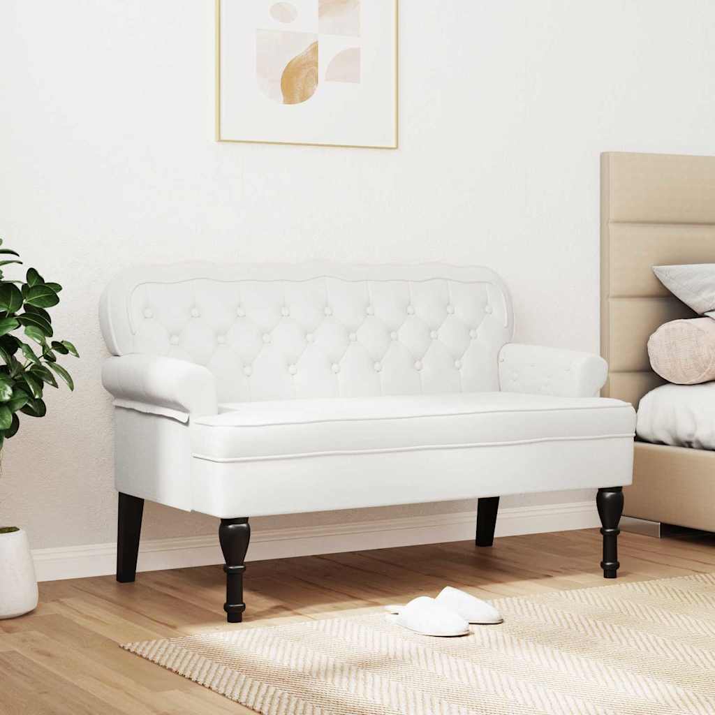 Panca Chesterfield Bianco 119,5 x 64,5 x 75 cm Pelle Sintetica