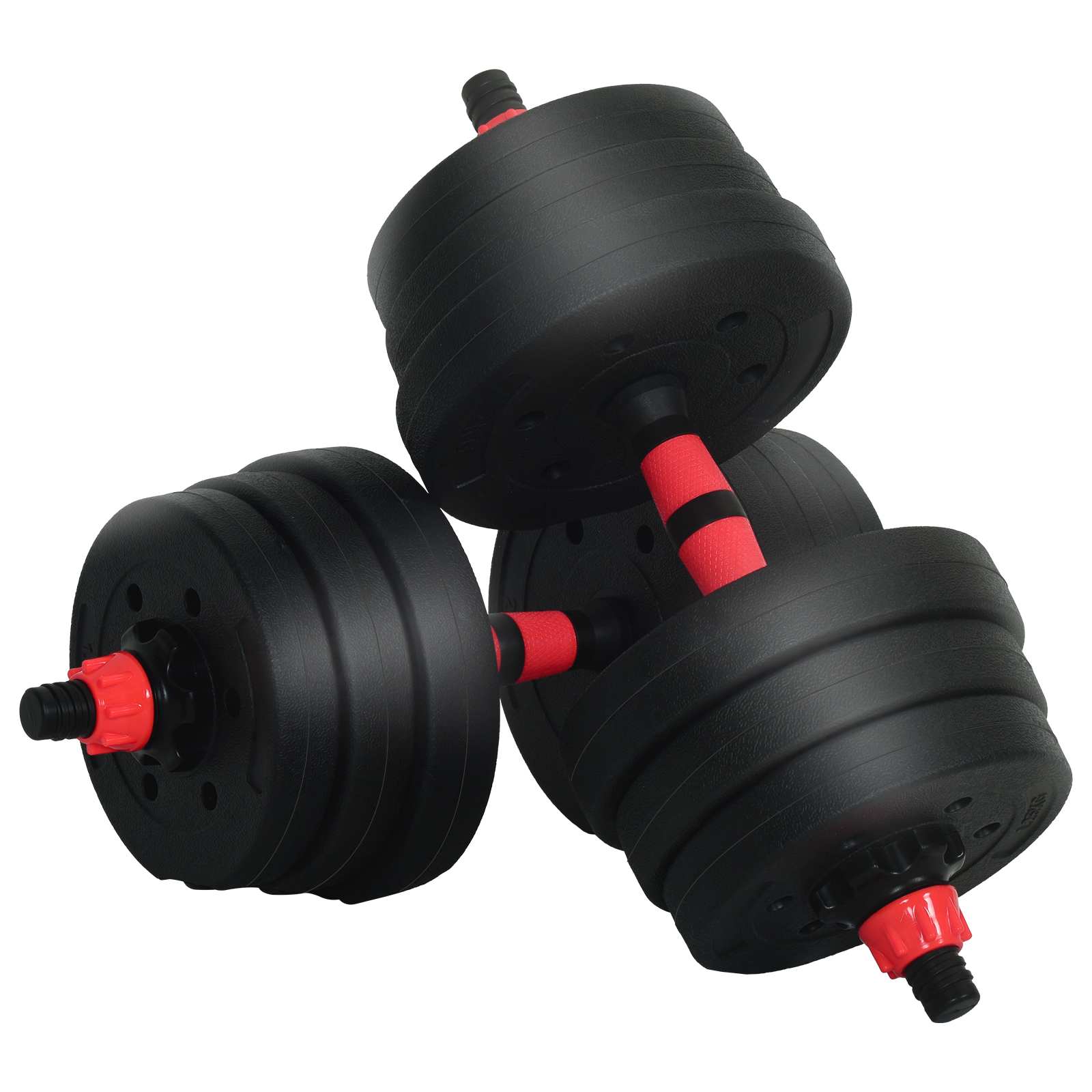 Set Manubri e Bilanciere 2-in-1 20 kg Nero e Rosso