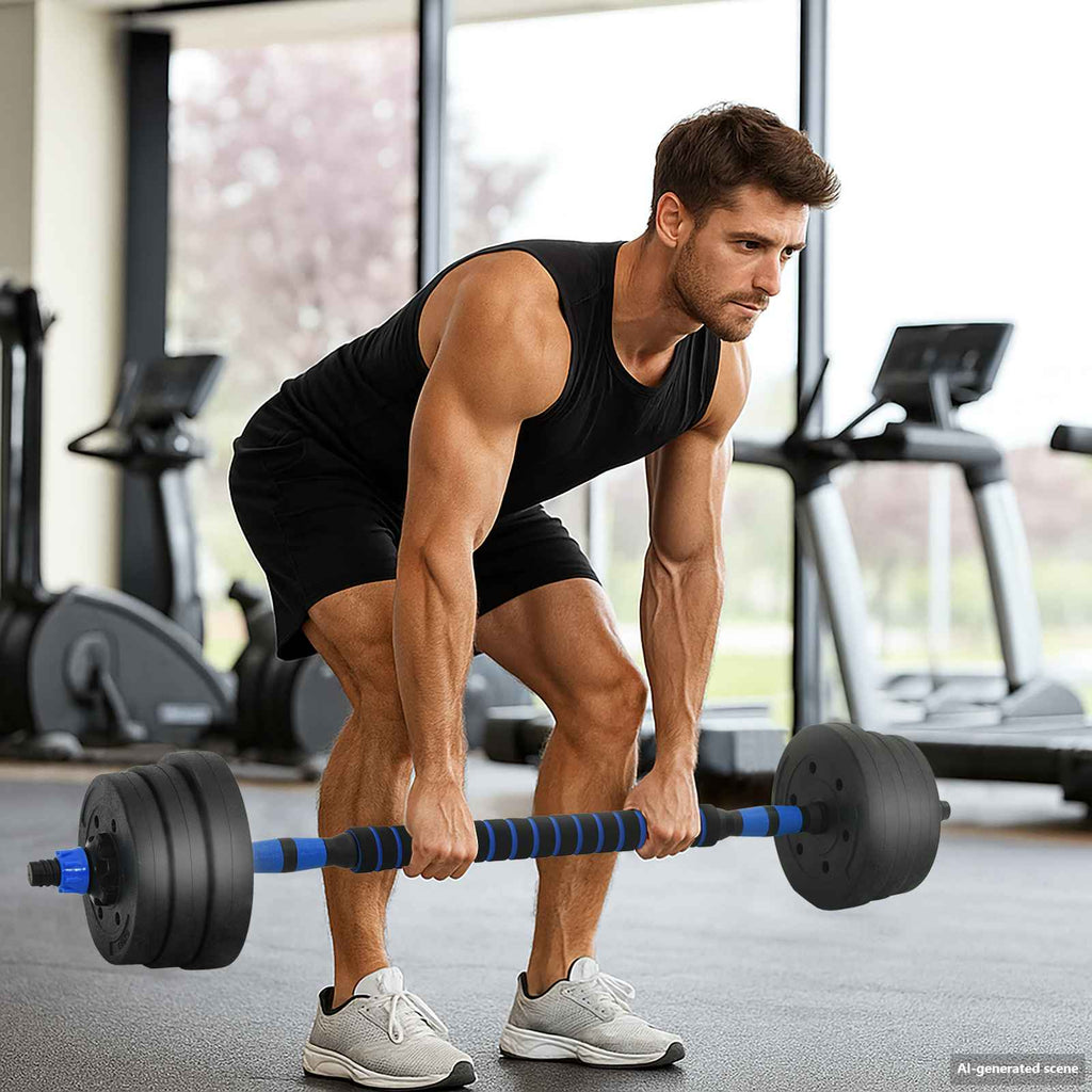 Set Manubri e Bilanciere 2-in-1 20 kg Nero e Blu