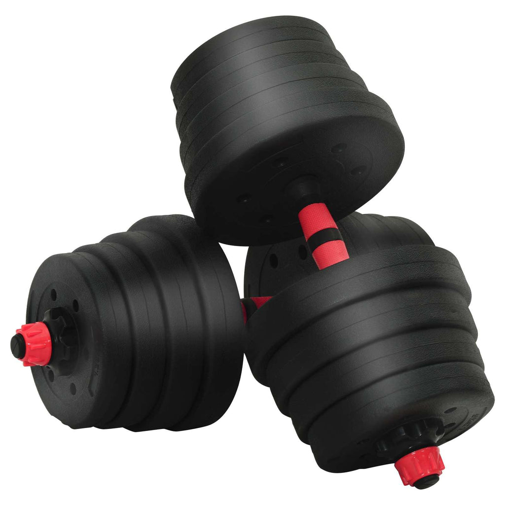 Set Manubri e Bilanciere 2-in-1 30 kg Nero e Rosso