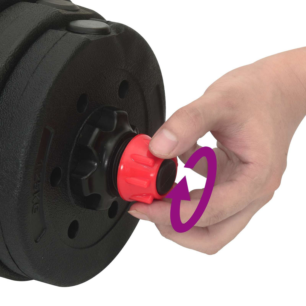 Set Manubri e Bilanciere 2-in-1 30 kg Nero e Rosso