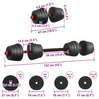 Set Manubri e Bilanciere 2-in-1 30 kg Nero e Rosso