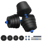 Set Manubri e Bilanciere 2-in-1 30 kg Nero e Blu