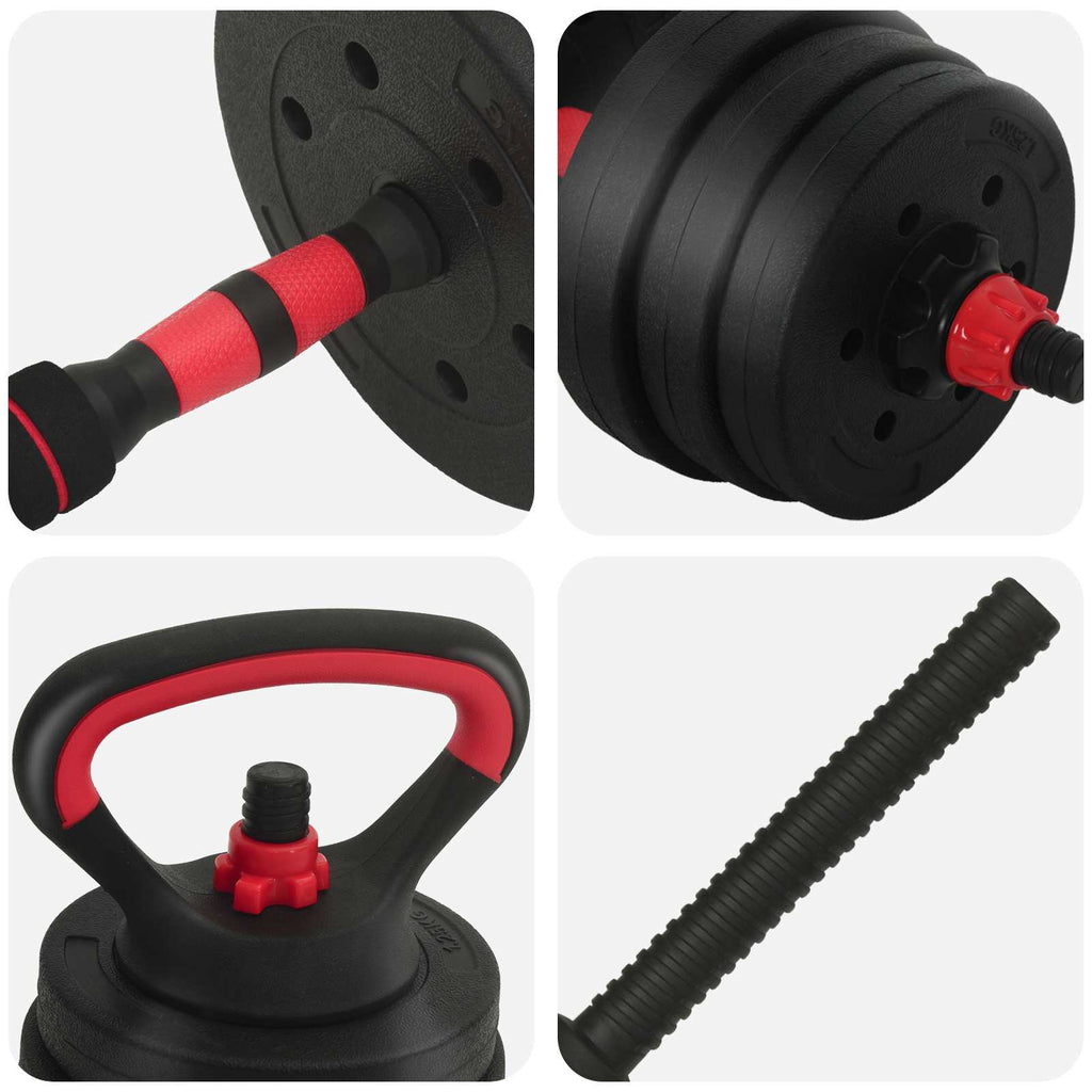 Set di manubri 4-in-1 20 kg Nero e Rosso